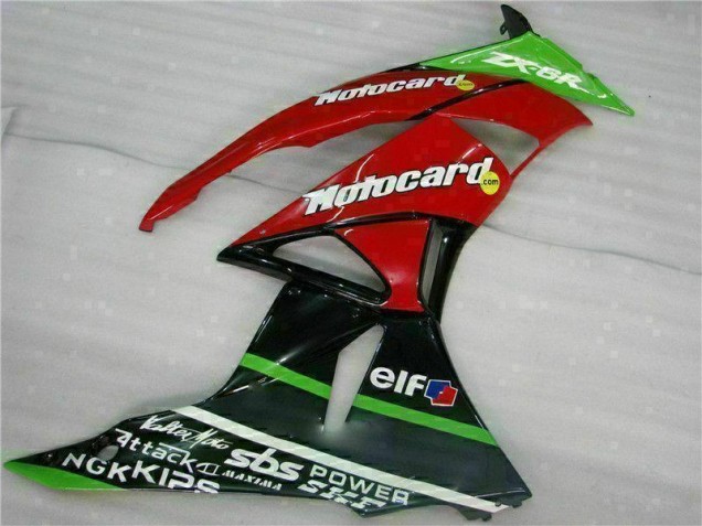 ZX6R 09-12 Verkleidungen - Schwarz Rot Grün Motocard ZX6R 09-12 Verkleidungen - Schwarz Rot Grün Motocard