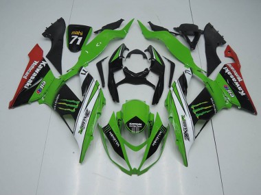 ZX6R 13-18 Verkleidungen - Schwarz Grün Weiß Monster