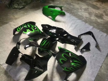 ZX9R 00-01 Verkleidungen - Glänzend Schwarze Grüne Flamme
