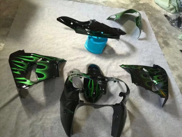 ZX9R 02-03 Verkleidungen - Glänzend Schwarze Grüne Flamme ZX9R 02-03 Verkleidungen - Glänzend Schwarze Grüne Flamme